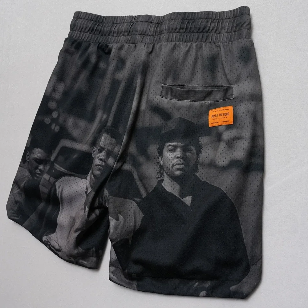 Shoe Palace Boyz N The Hood Shorts Mens‎ Small Gray Mesh Graphic Drawstring